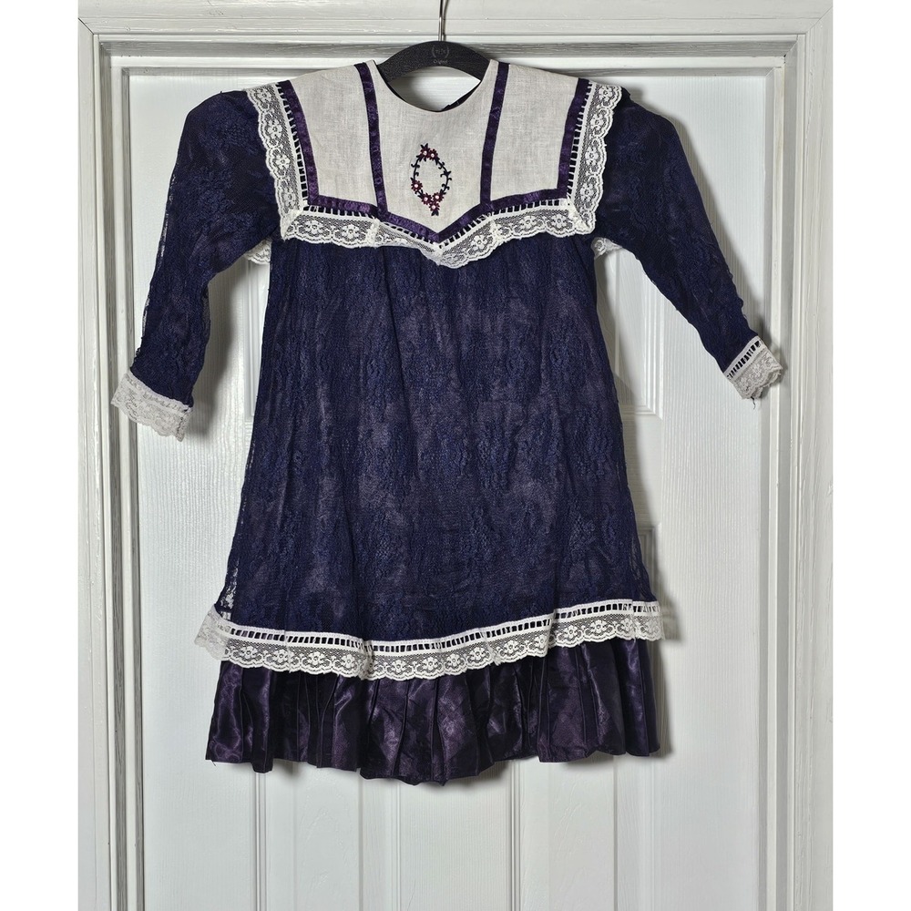 Vintage Gunne Sax Victorian Purple Lace Dress Size Girls 4T Lined Holiday Party